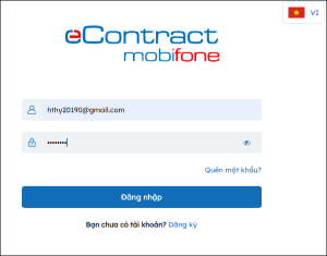 Giao diện đăng nhập ký hợp đồng điện tử MobiFone econtract