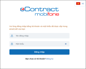 Giao diện đăng nhập ký hợp đồng điện tử MobiFone eContract cho user ngoài hệ thống