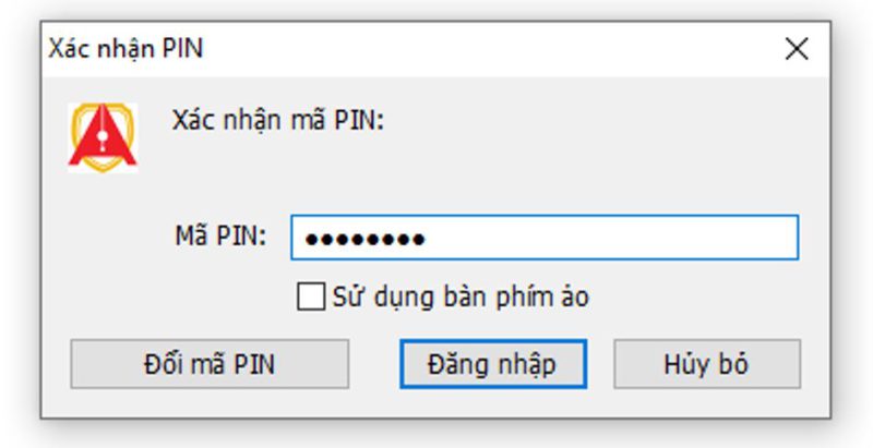 Nhập mã PIN xác nhận đăng ký chữ ký số